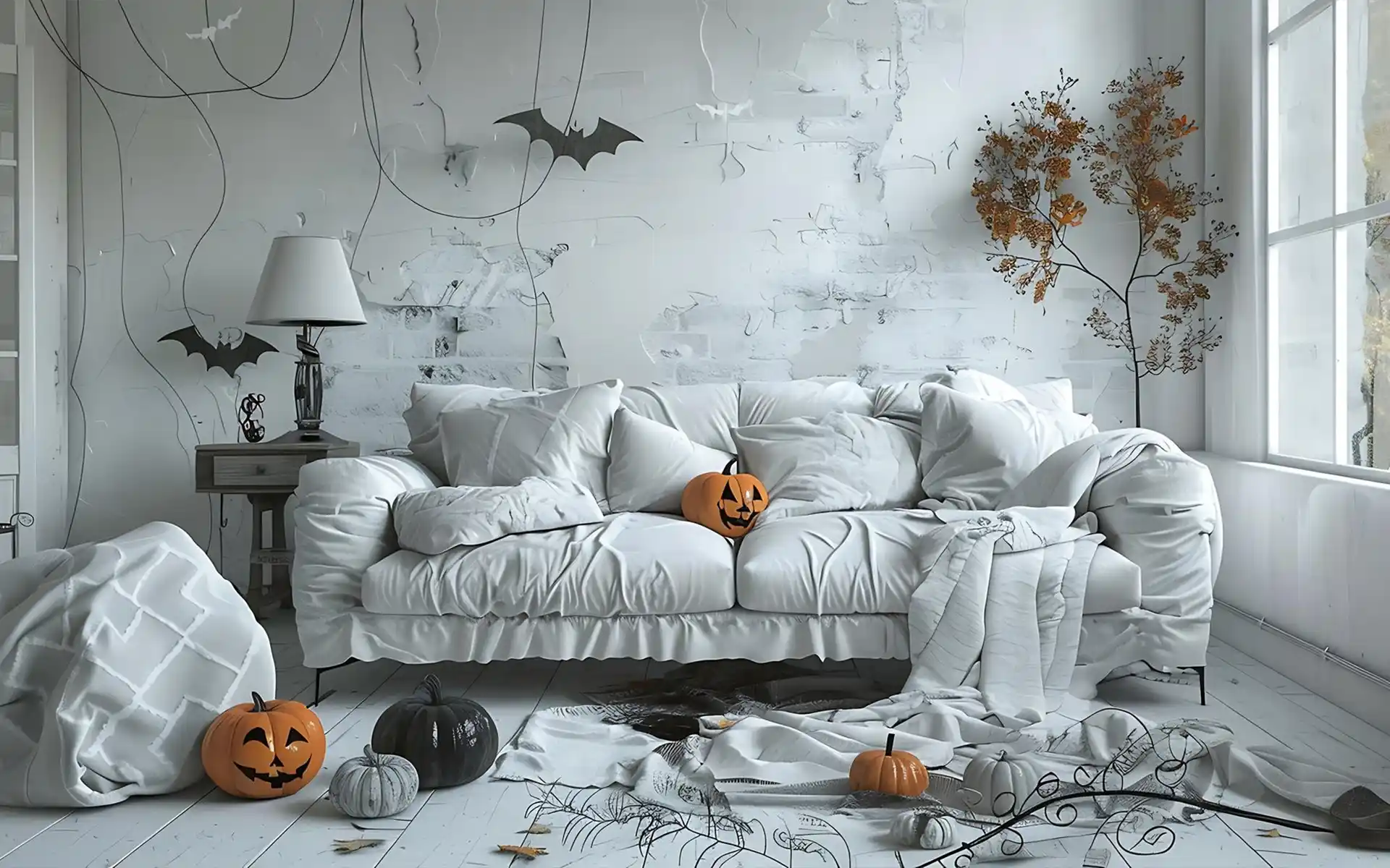 Transparent acrylic coffee table in a small living room