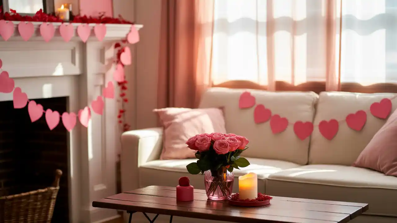 Glass jar filled with small scrolls of paper tied with red string